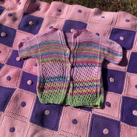 cardigan sweater top 90s y2k |S-M| knit button up pastel pink green blue purple - Picture 1 of 10